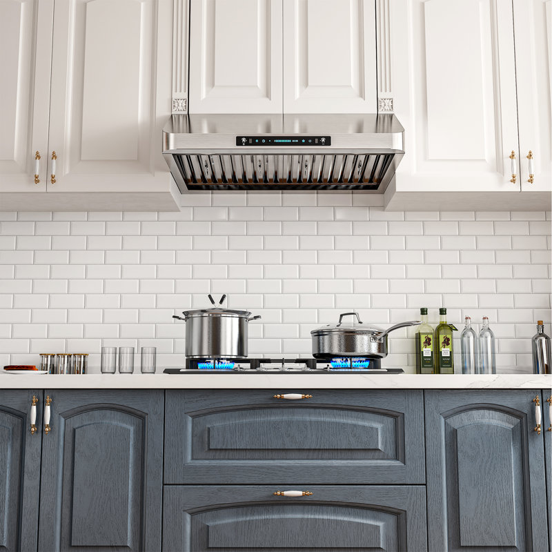 30" 900 CFM Ducted Under Cabinet Range Hood Stainless Steel Quiet 4 Speed Gesture Remote and Touch Panel Control with LED Lights