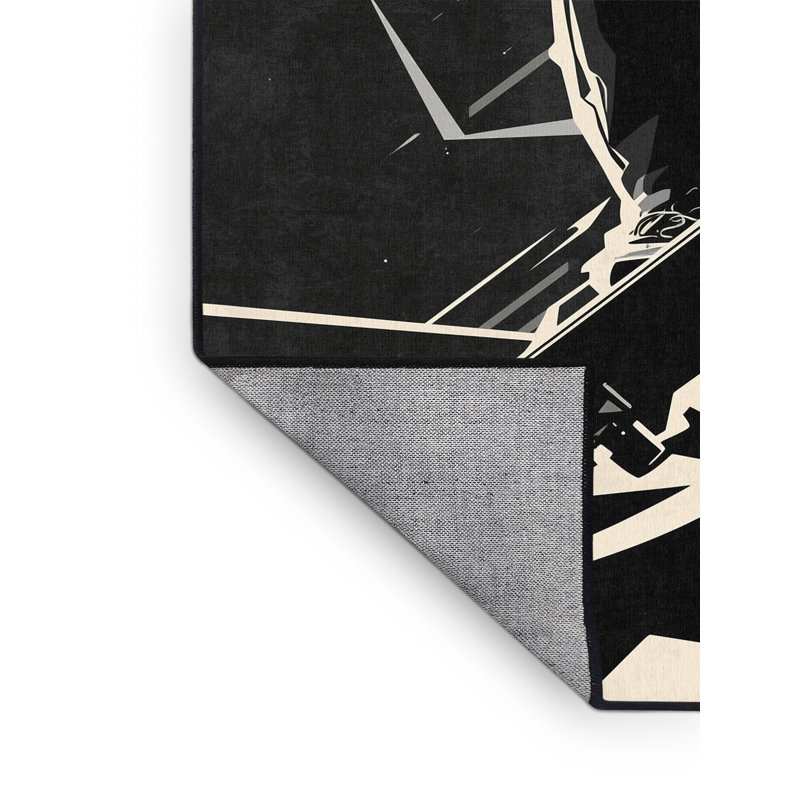 Machine Washable Bracondale Street Skater Grind Modern Geometric Rug in Gray – Black Binding, 5x8