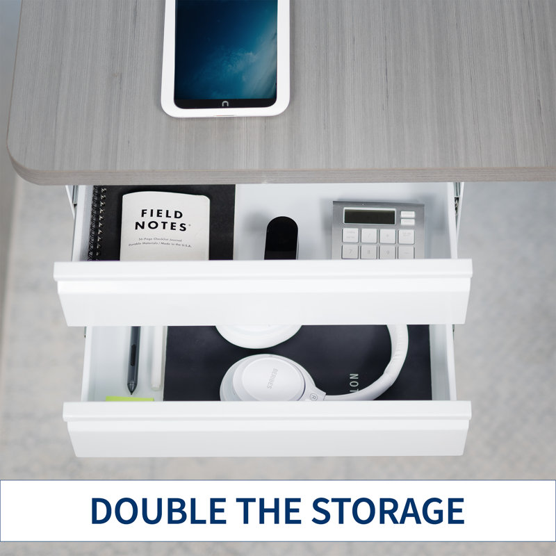 VIVO White Dual Level Pull Out Under Desk Storage Drawer Set without Shell