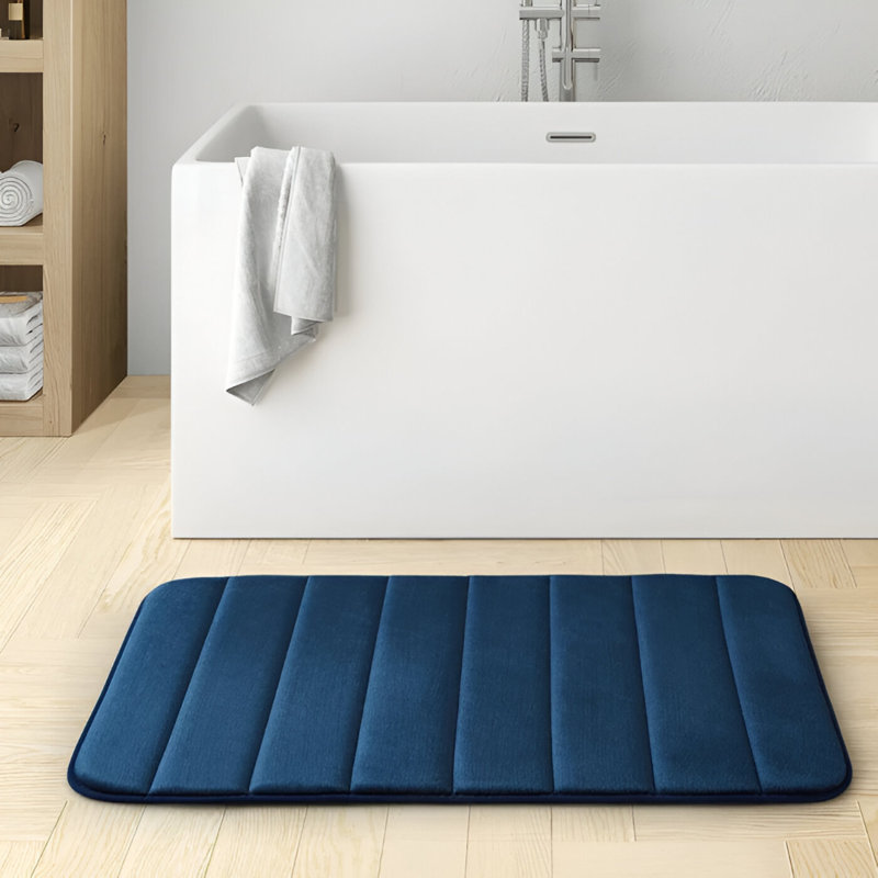 Memory Foam Non-Slip Bath Mat, 50cm, 80cm, Navy