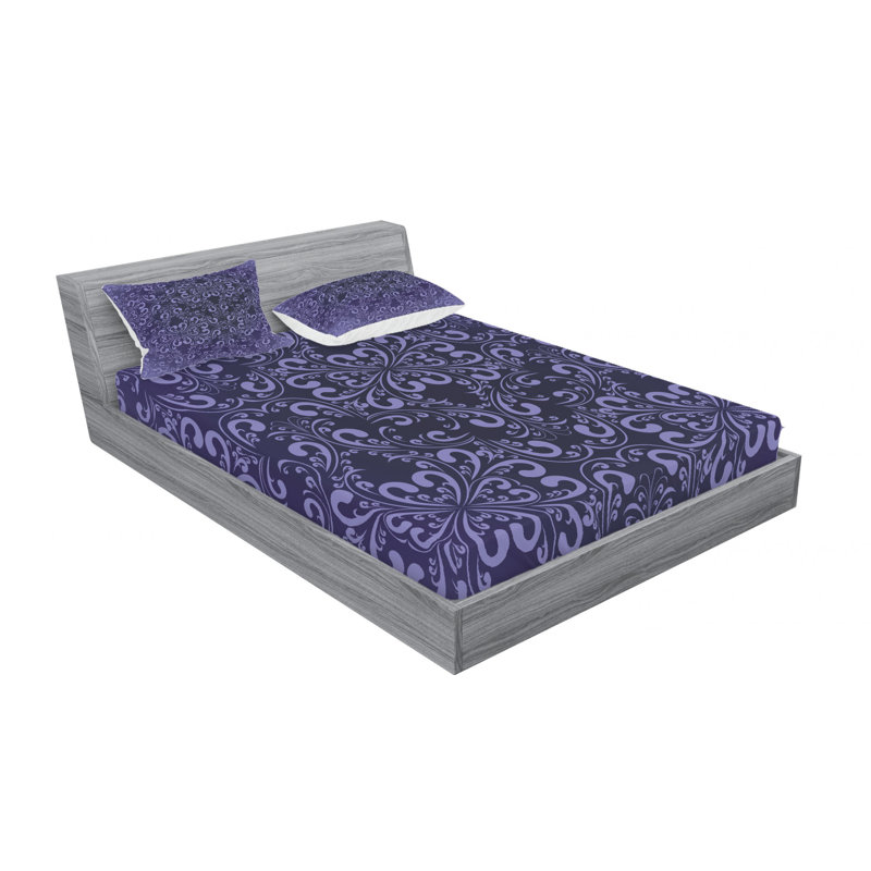 Microfiber Floral Sheet Set, Full Sheet Set with 2 Pillowcases