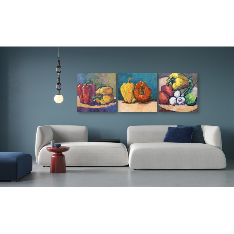 «Pepper Set I» par John Beard - reproduction d'artiste sur toile, H 20 po x l 60 po x P 1,5 po, Toile tendue