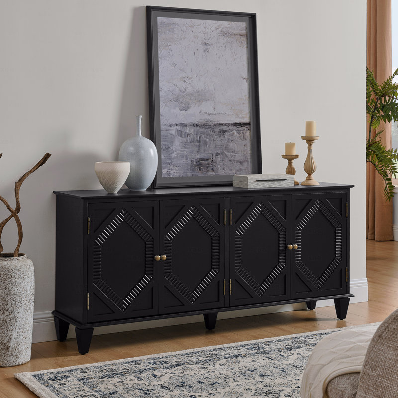 Armoire de rangement pour bar à vin 65,2 "Mid Century, Noir