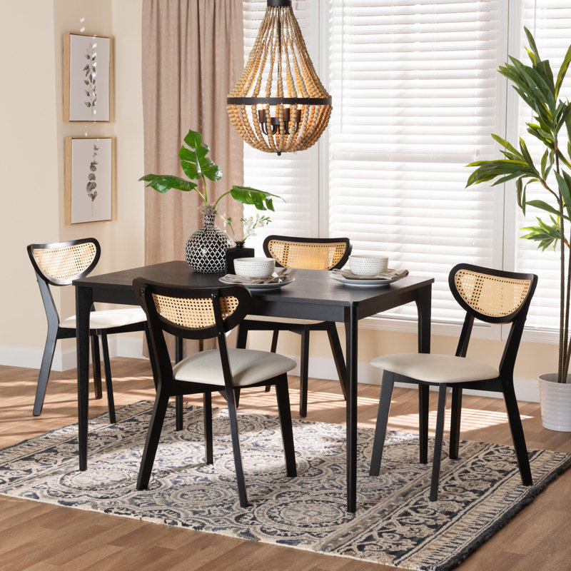 Charnese Dining Set, Black, Cream/Black