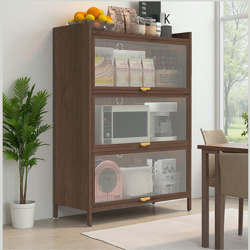 Bibliothèque de 44 po de hauteur avec 3 portes basculantes et bibliothèque, (3 tablettes) H 44,09 po x l 31,5 po x P 13,8 po