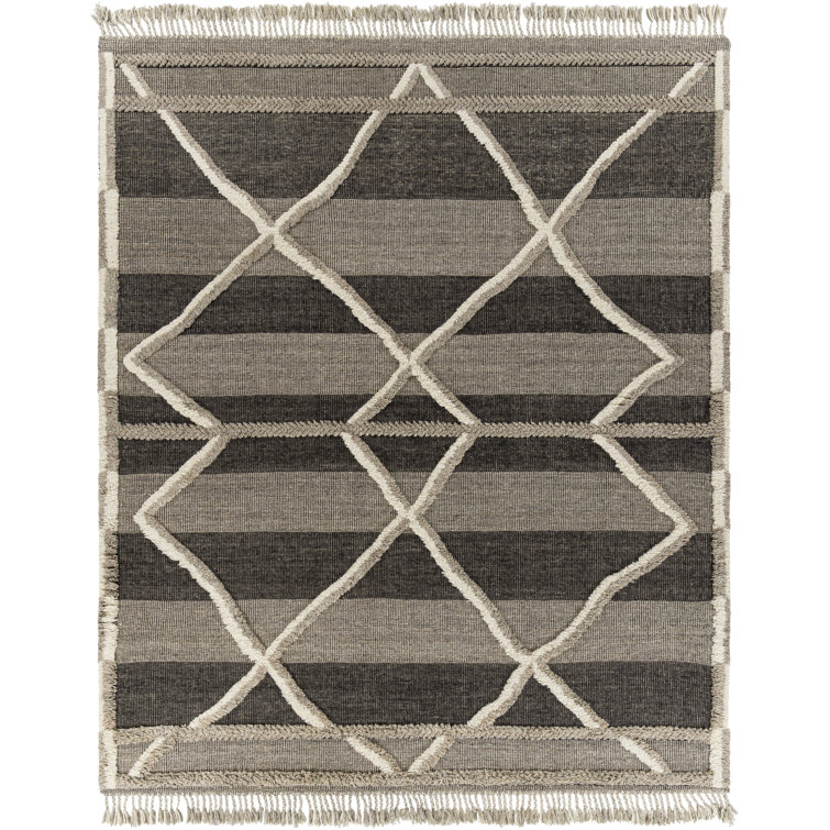 Leanna Moroccan Hand Knotted Wool Gray/Black/Cream Area Rug