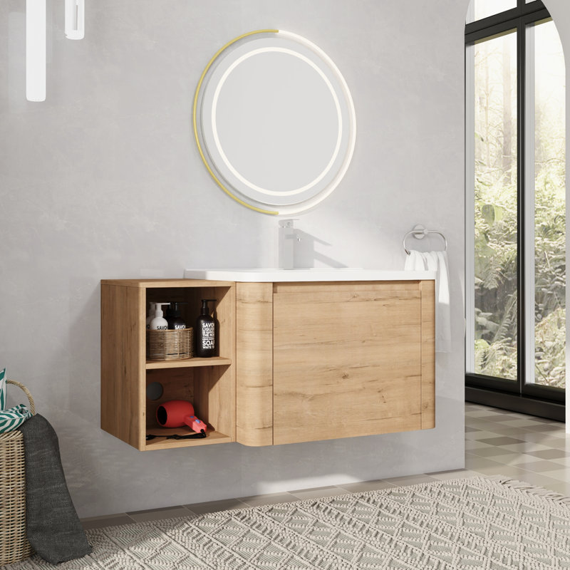 Meuble-lavabo mural simple 40 po avec comptoir en céramique, 40"