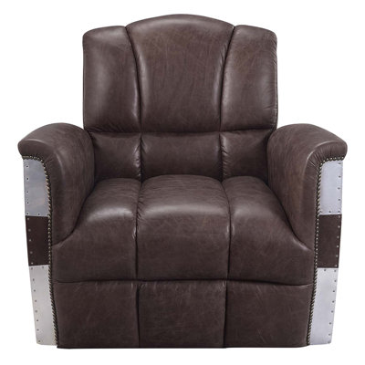 Brancaster Accent Chair, Retro Brown Top Grain Leather & Aluminum