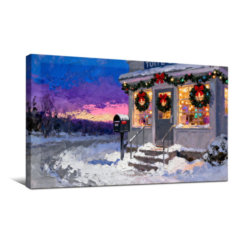 Scène enneigée de Noël, H 16 po x l 32 po