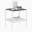 Ensemble de 2 tables de bout rectangulaires, plateau en verre trempé avec panneau de fibres à densité moyenne, table de salon moderne-1419296163-1419296160
