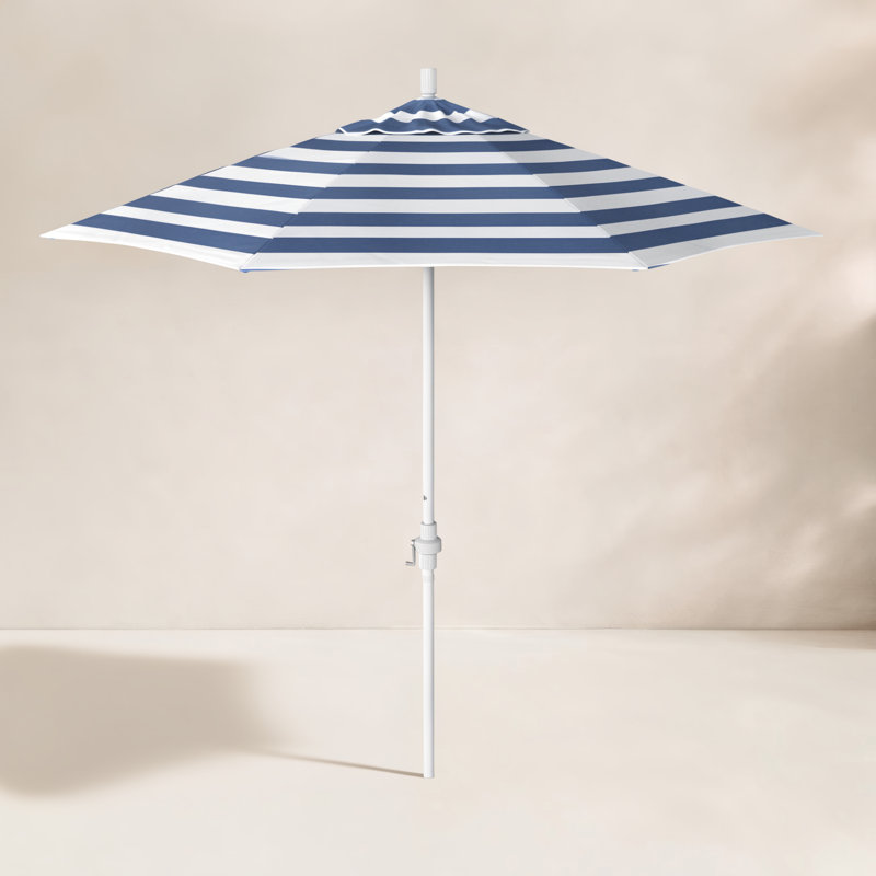 Parasol de marché 108 po Calline, Rayure Cabana bleu marine / blanche