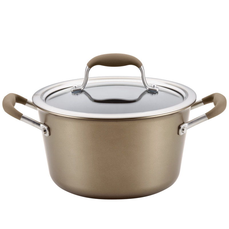 Bronze 4.5-Quart Nonstick Aluminum Saucier with Glass Lid