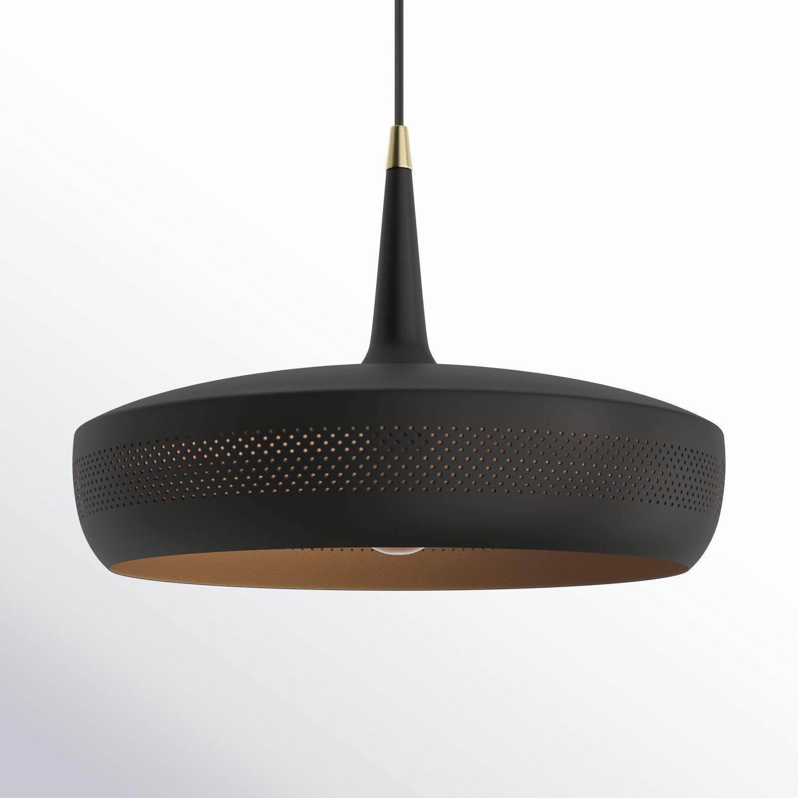 Charon Single Light Metal Dimmable Pendant, Black, Black/Gold