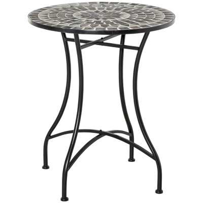 Anjuman 60 cm Mosaic Garden Table Small Round Side Table Grey and Green