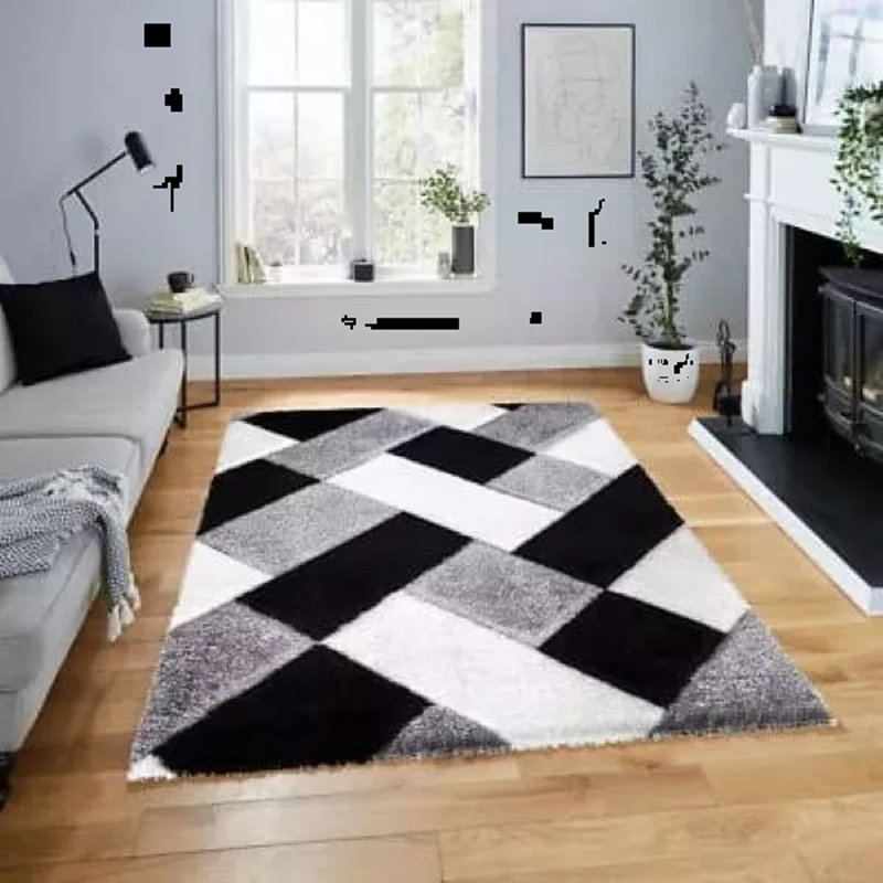 Geometric Shag Area Rug, Rectangle 200 x 290 cm