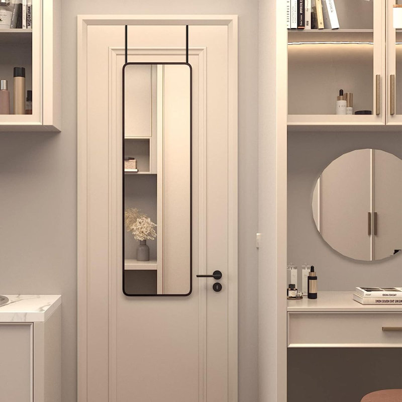 Miroir de porte noir 47 po x 14 po (W2203P182244), Noir