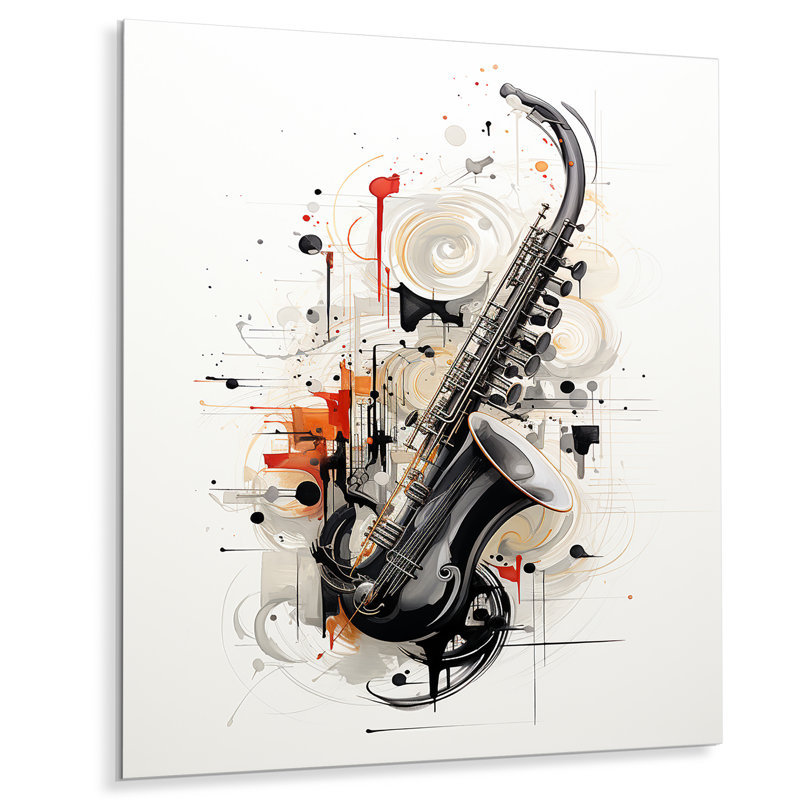 «Clarinet Curve Sleek Black» sur métal, H 20 po x l 12 po x P 1 po