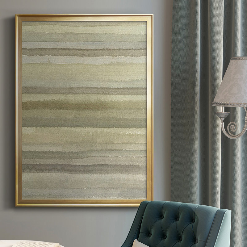 «Lines In Neutral I», reproduction encadrée de qualité supérieure - prête à être accrochée, Encadrement doré, Pas de tapis