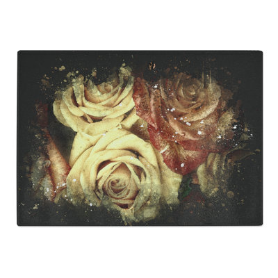 Tempered Glass View of the Roses Paint Splash Chopping Board