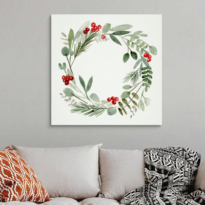 «Holly Wreath I» par Melissa Wang - reproduction d'art sur toile