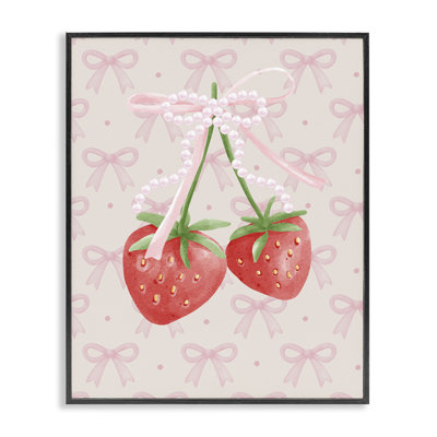 Giclée encadrée Bows & Berries Strawberry, design par Jesse Keith