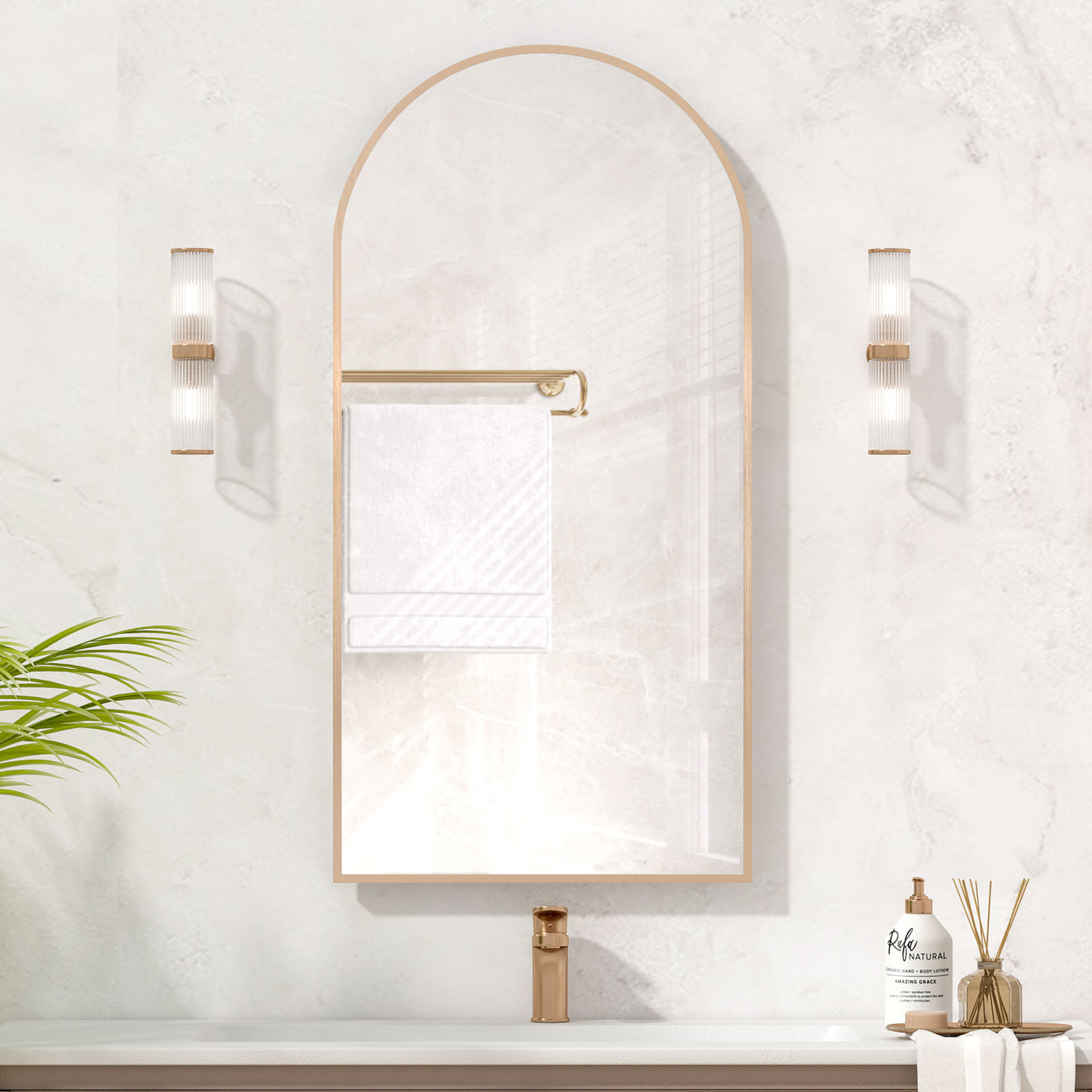 Poulton Recessed Medicine Cabinet, 30" H x 20" W, Brushed Light Gold