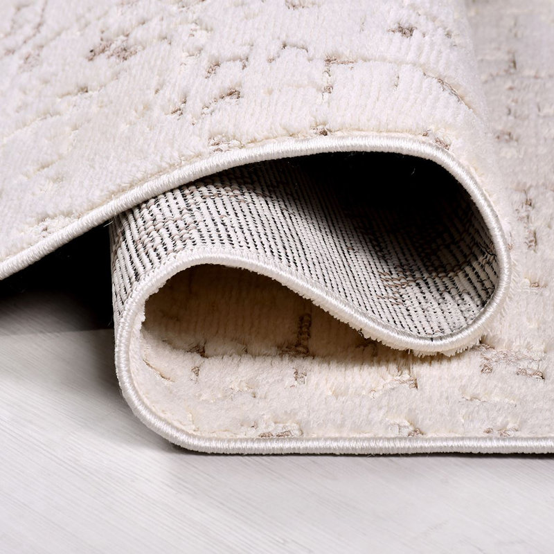 Modern Cream Machine Washable Non-Slip Area Rug, Runner 2'8" x 6'7"
