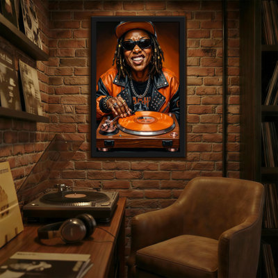 Abstrait avec tourne-disque vinyle orange