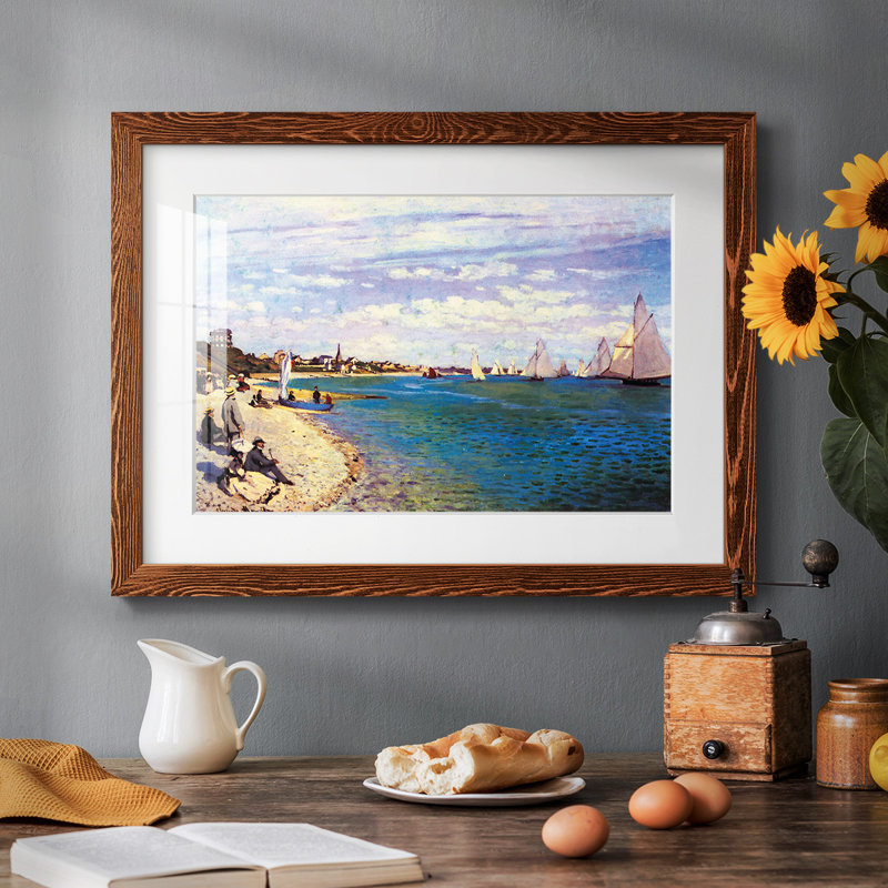 La plage à Sainte Adresse par Monet, Érable, H 26 po x l 38 po x P 1,5 po