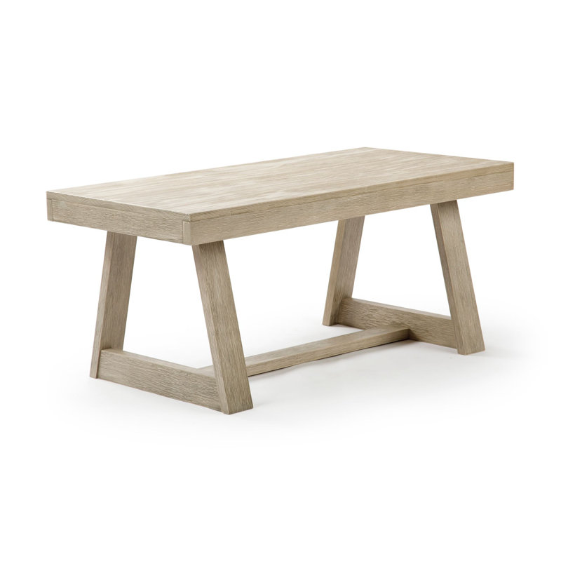 Cathelyne Solid Wood Single Coffee Table, 17.5" H x 40.25" L x 20.5" W, Seashell Wirebrush