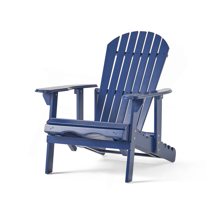  Chaise Adirondack pliante en bois d'acacia Clariandra avec dossier à lattes, Marine