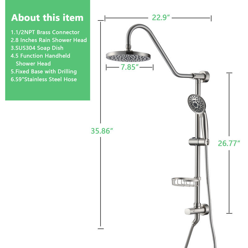 Rain Handheld Shower Head 2.5 GPM GPM, Brushed Nickel