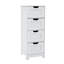 Armoire de rangement autoportante blanche avec 4 tiroirs, convenant à la salle de bain, au salon et à la cuisine
