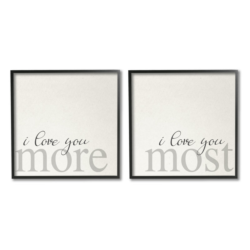 «I Love You More Most Romantic Sentiment» par Daphne Polselli - ensemble de 2 impressions sur toile à cadre flottant