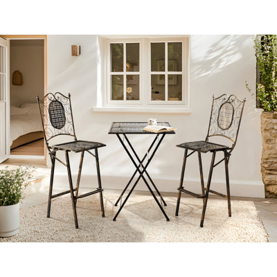 Bormio Lark Manor Bar Set with Iron Frame and Metal Outer Material
