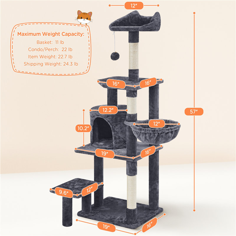Danas 57'' H Cat Tree, Dark Gray