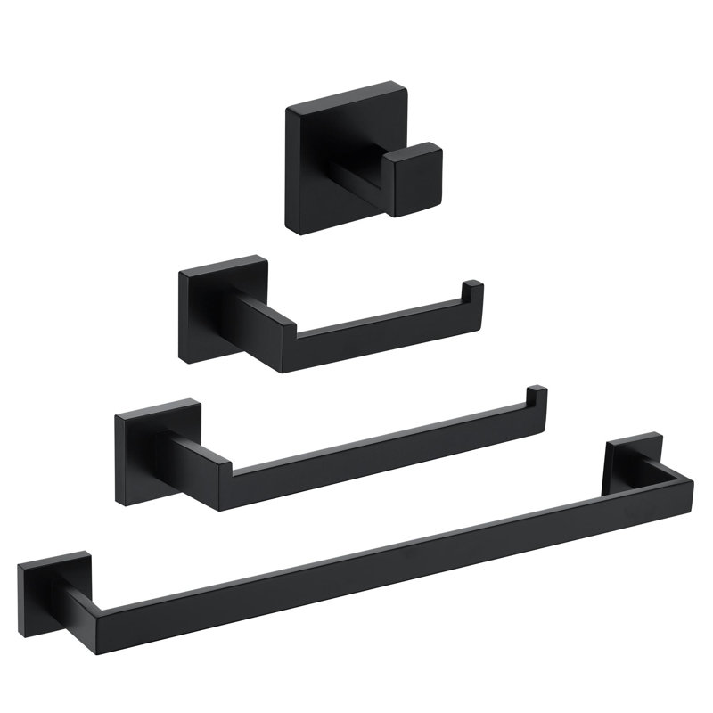 4 - Piece Bathroom Hardware Set, Matte Black