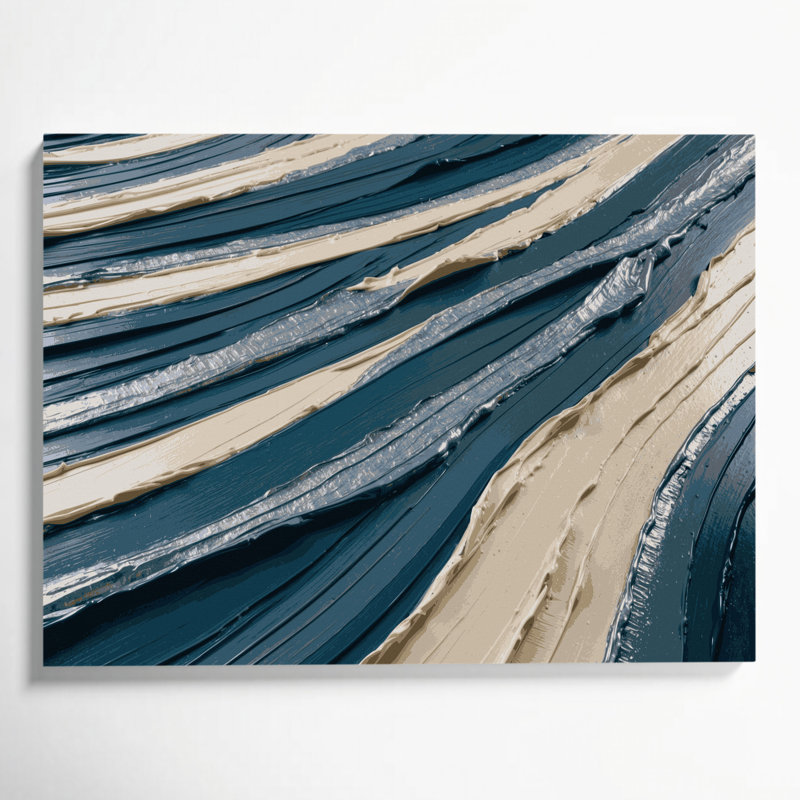 Art mural horizontal sur toile à rayures horizontales gris acier, H 11 po x l 14 po