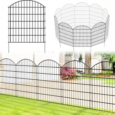 3.5m No Dig Metal Garden Fence – 5 Panels, Rustproof Dog & Animal Barrier for Yard, Patio & Flower Bed – Black