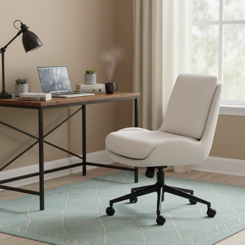 Chaise de bureau Oliver Modern, Crème, crème