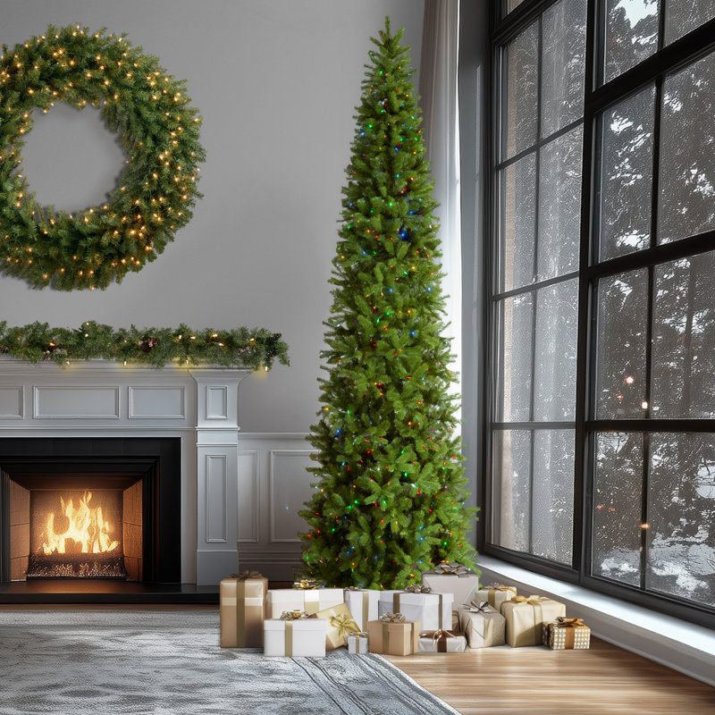 Sapin de Noël mince pré-éclairé, 12 pi