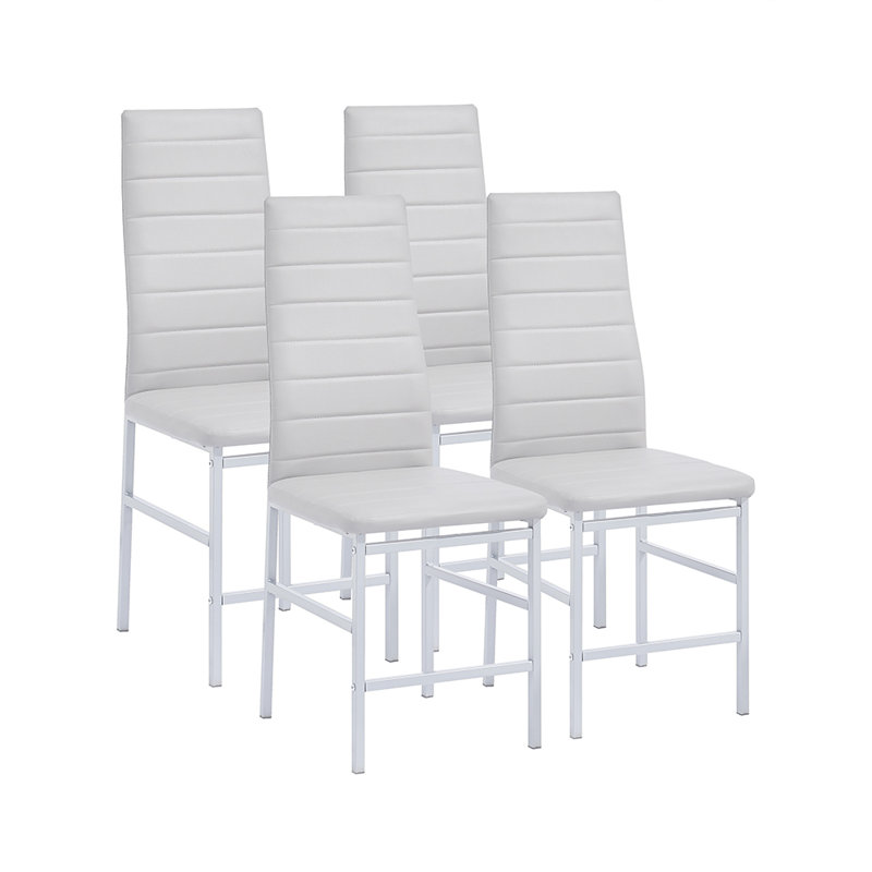 Aireona 45cm H Upholstered Metal Parsons Chair, White, White