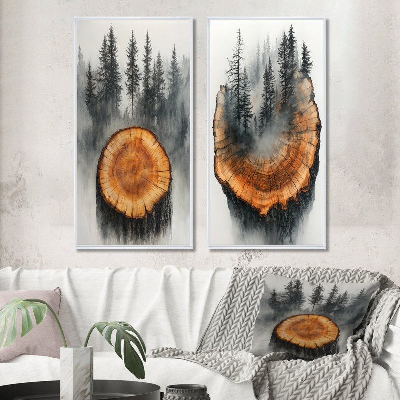 Hiver, paysage de montagne pur, collection de 2 impressions sur toile de ferme, H 40 po x l 41 po, White Floater Framed
