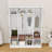 Wooden Hall Tree with Cabinet, Bench, Doors and Hooks-1399006580