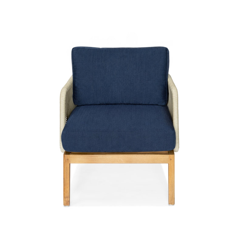 Amadora Outdoor Teak Lounge Chair, Inidigo