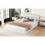 Grand lit plateforme tapissier en blanc avec construction en bois et tête de lit confortable, sans sommier tapissier, capacité de charge de 500 lb, taille de 81 po x 61 po - matériaux de conception élégante, ressort, longueur de 87,8 po-121098436