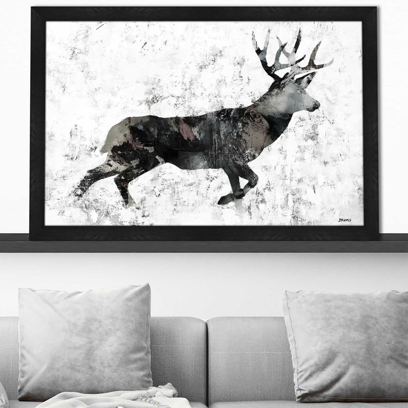 «Deer» par Scott Brems - impression, Cadre noir, H 21,5 po x l 27,5 po x P 0,75 po
