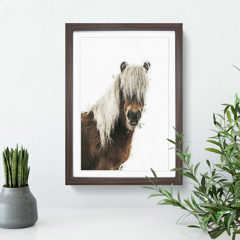 Icelandic Horse - Picture Frame Painting Print, Walnut Framed, 36cm H x 27cm W x 2cm D