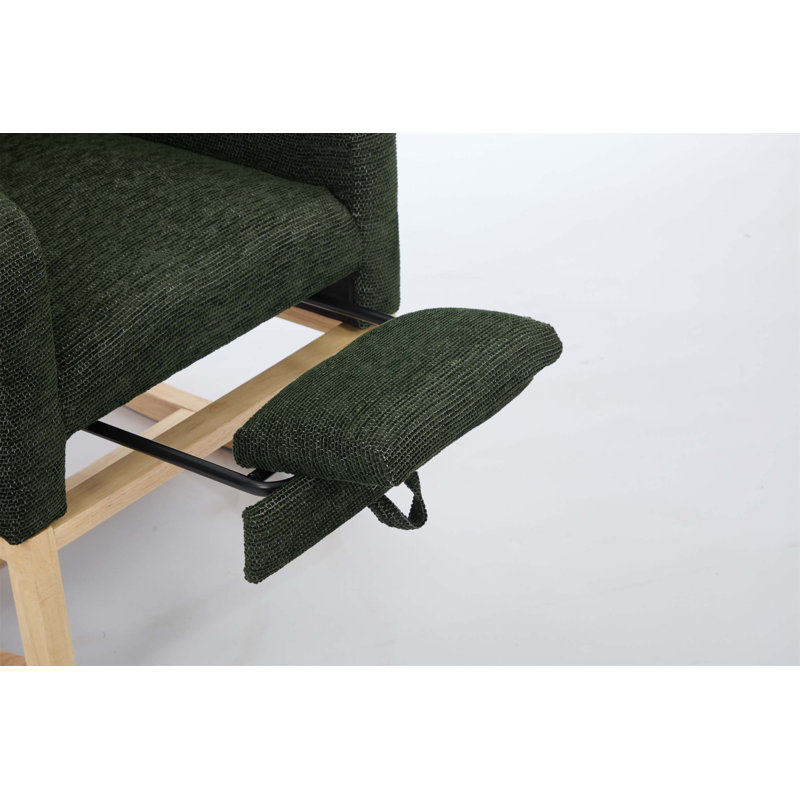 Chaise berçante d'appoint moderne avec pieds en bois massif, dossier haut et poche latérale, fauteuil oscillant rembourré pour le confort et le style