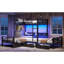 Lit mezzanine triple avec tablettes de rangement et tiroirs, lit simple mezzanine simple et simple avec lumières à DEL et ports USB, lit mezzanine en forme de L pour 3, peu encombrant, noir